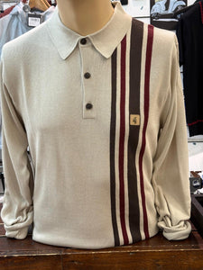Gabicci Striped Long Sleeve Soda Polo