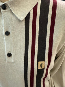 Gabicci Striped Long Sleeve Soda Polo