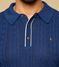 Load image into Gallery viewer, Gabicci Long Sleeve Cable Front Marino Knit Polo
