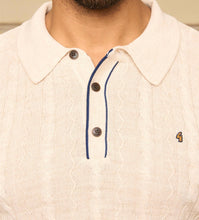 Load image into Gallery viewer, Gabicci Long Sleeve Cable Front Marino Knit Polo
