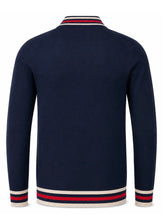 Load image into Gallery viewer, Madcap England Stevie Striped Collar Polo Cardigan - Navy
