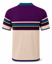 Load image into Gallery viewer, Madcap Meteor Mod Ribbed Zip Neck Polo Shirt - Birch/Purple
