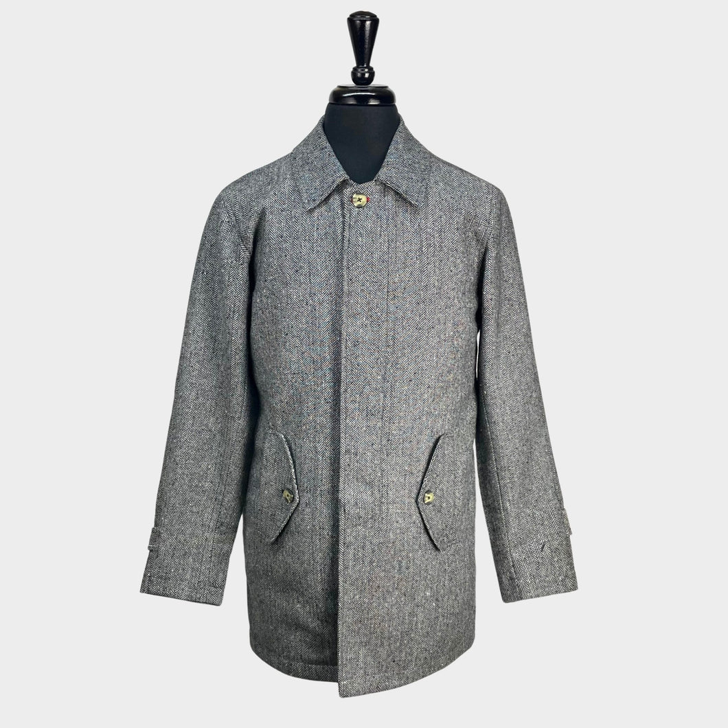 Real Hoxton Herringbone Wool Mac Overcoat